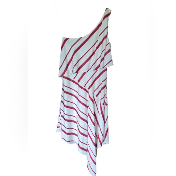 Banana Republic Asymmetrical One Shoulder Layered Striped Dress- Size 8 - Picture 4 of 6